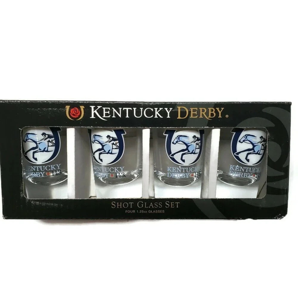 2017 Official Kentucky Derby (4) Shot Glass Set 1.25oz 143rd Running Horse Race